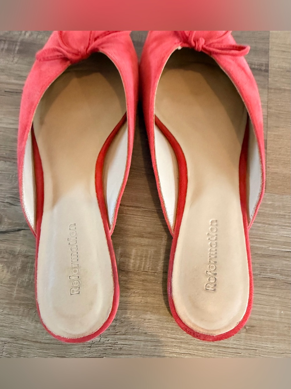Reformation Belle Suede Flats Red Size 8 - Picture 13 of 15